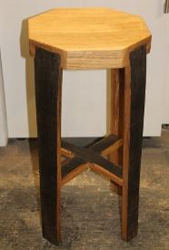 Barrel stave bar stool with oak top